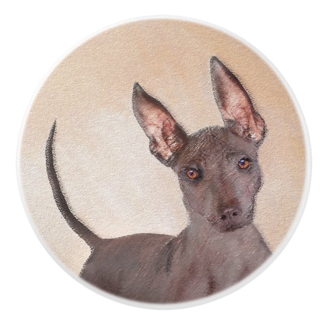 Xoloitzcuintli Painting - Cute Original Hund Art Knopp (Framsidan)