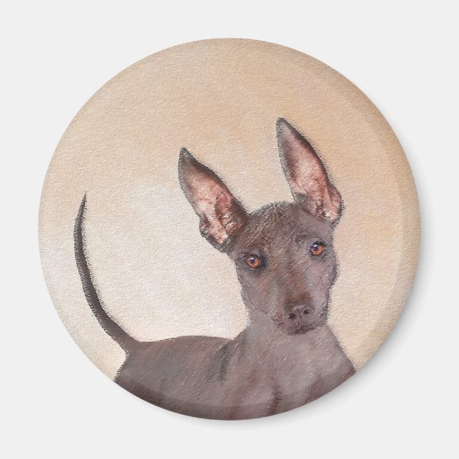 Xoloitzcuintli Painting - Cute Original Hund Art Magnet (Framsidan)
