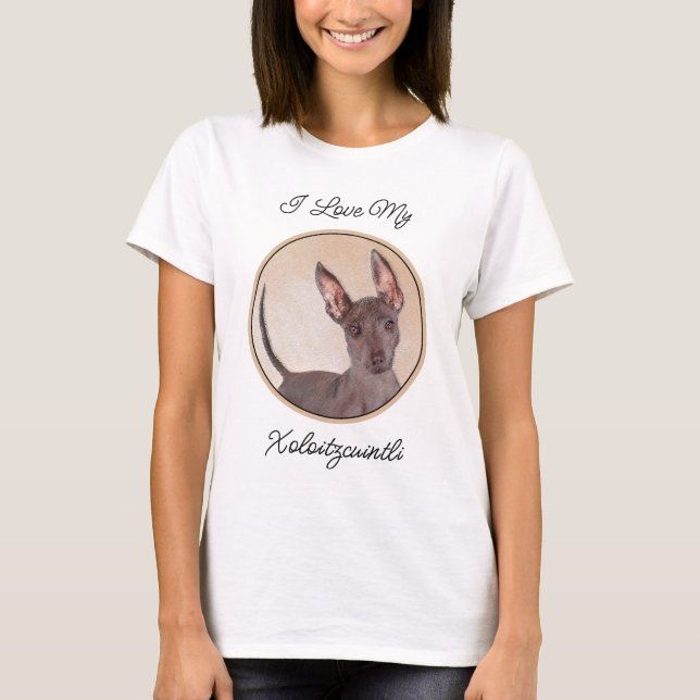 Xoloitzcuintli Painting - Cute Original Hund Art T Shirt (Framsida)