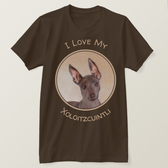 Xoloitzcuintli Painting - Cute Original Hund Art T Shirt (Design framsida)