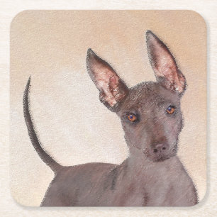 Xoloitzcuintli Painting - Cute Original Hund Art Underlägg Papper Kvadrat