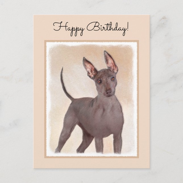 Xoloitzcuintli Painting - Cute Original Hund Art Vykort (Framsida)