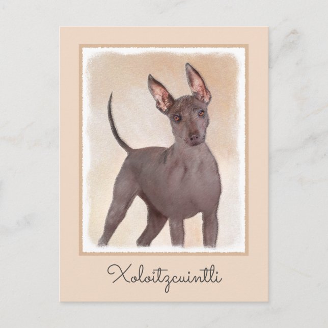 Xoloitzcuintli Painting - Cute Original Hund Art Vykort (Framsida)