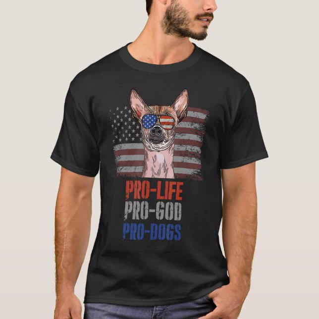Xoloitzcuintli Pro Life Pro God Pro Hundar T Shirt (Framsida)