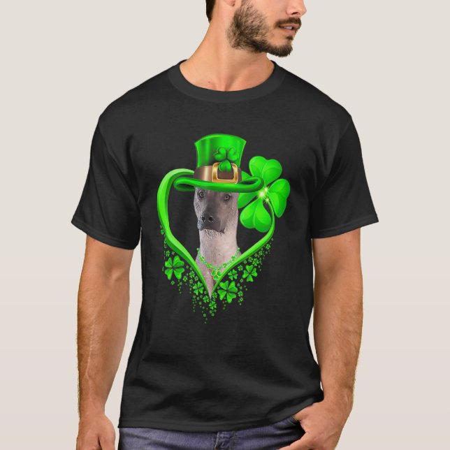 Xoloitzcuintli St patricks day Irish Shamrock Hund T Shirt (Framsida)