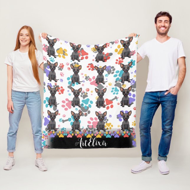 Xoloitzcuintli Tassar Skriv ut Fleecefilt (På plats)