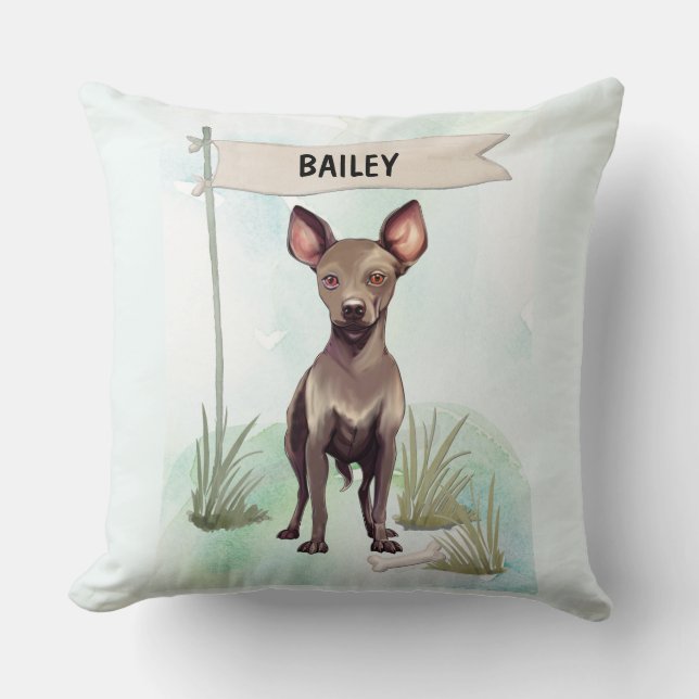 Xoloitzcuintli Watercolor Personalized Dog Kudde (Framsida)