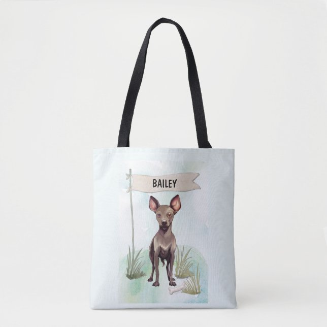 Xoloitzcuintli Watercolor Personalized Dog Tygkasse (Framsida)