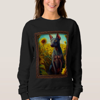 Xoloitzcuintli Xolo Painting Sunflower Flower Mom  T Shirt