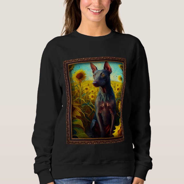 Xoloitzcuintli Xolo Painting Sunflower Flower Mom  T Shirt (Framsida)