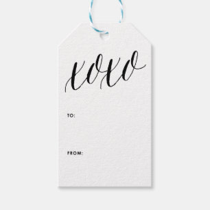 XOX Black Modern Calligraphy Gift-Märkre Presentetikett