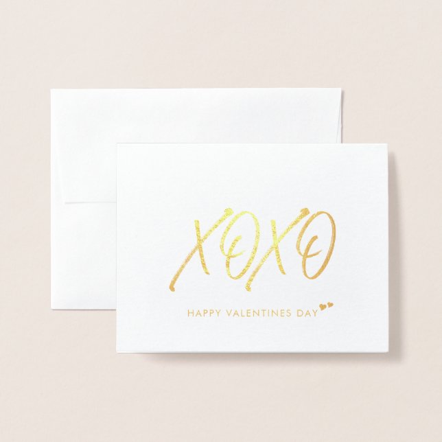 XOX | Guld Heart Valentinns dagskort Folierat Kort (Framsida med kuvert)