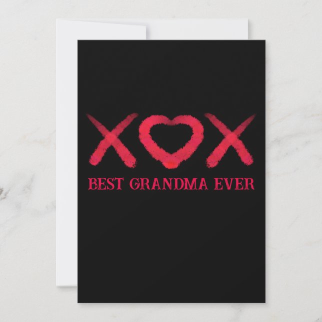 Xox, kärlek, kyssar, valentindesign, bästa mormor inbjudningar (Framsida)