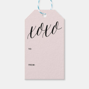XOX Märkre för Rosa och svart, modern kalligrafi Presentetikett