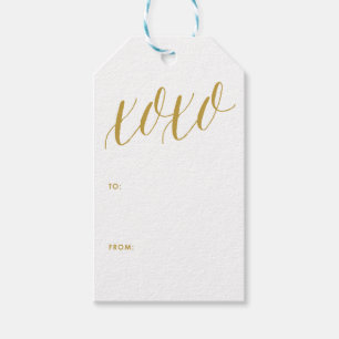 XOX Märkrn Guld Modern Calligraphy Gift Presentetikett
