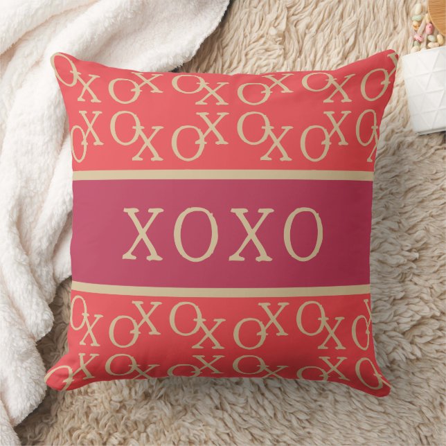 XOX | Shock rosa Red Guld Typography Kudde (Filt)