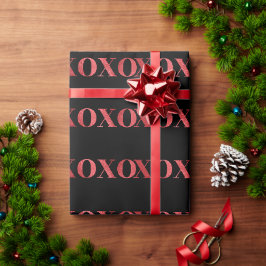 XOXO Alla hjärtans dag Chic svart röd glitter Presentpapper