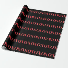 XOXO Alla hjärtans dag Chic svart röd glitter Presentpapper