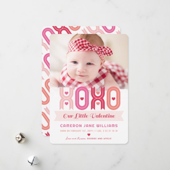 XOXO Alla hjärtans dag: Fågelmeddelande om foto Julkort (Fram/Back In Situ)