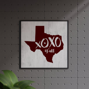 XOXO, allihop - maronstaten Texas-form Poster