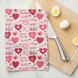 XOXO & Alltid Min Rosa & Röd Kökshandduk