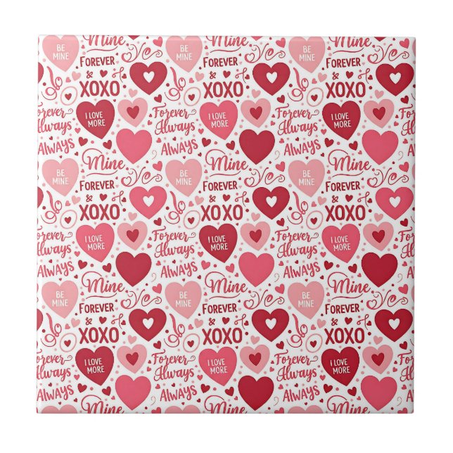 XOXO & Always Be Mine Pink Red Kakelplatta (Framsidan)