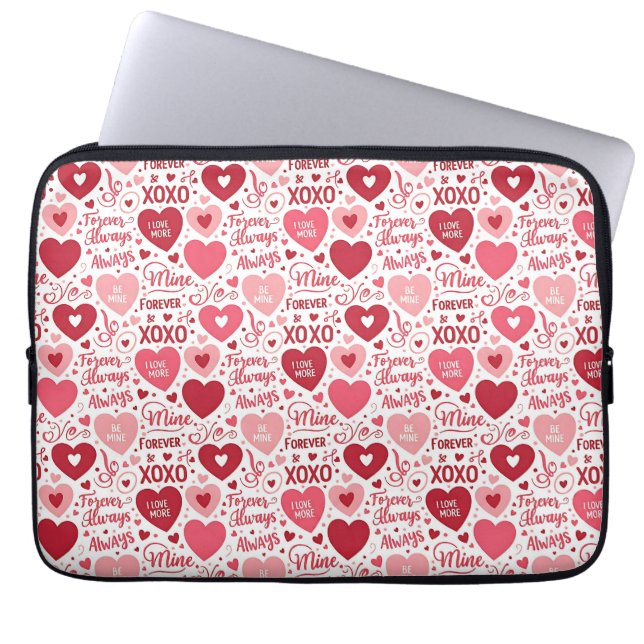 XOXO & Always Be Mine Pink Red Laptop Fodral (Framsidan)