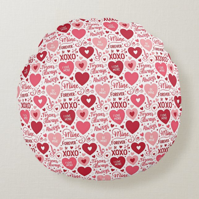 XOXO & Always Be Mine Valentine  Rund Kudde (Framsidan)