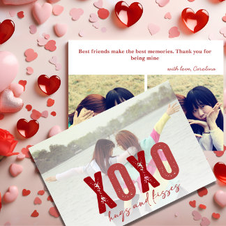 XOXO Best Friends Photo with Custom Message Julkort