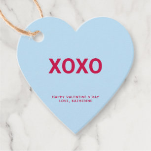XOXO blå hjärtats roligt Valentindagens anpassning Gåvor Etiketter