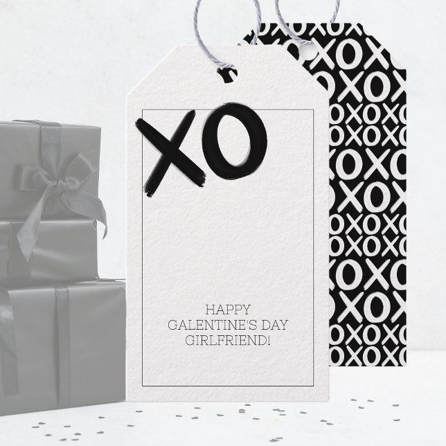 XOXO Black and White Best Friends Galentine's Day Presentetikett (XOXO Black and White Best Friends Galentine's Day Gift Tags)