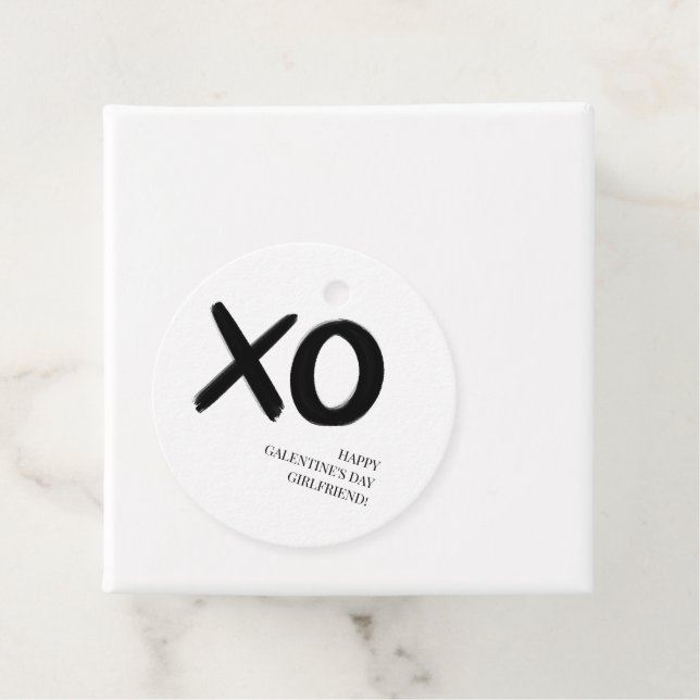 XOXO Black and White Simple Bestie Galentine's Day Gåvor Etiketter (På plats)