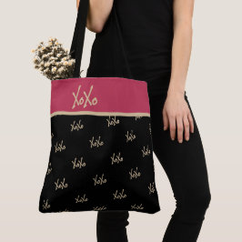 XOXO Black Guld Shock rosa Typography Cute Tygkasse