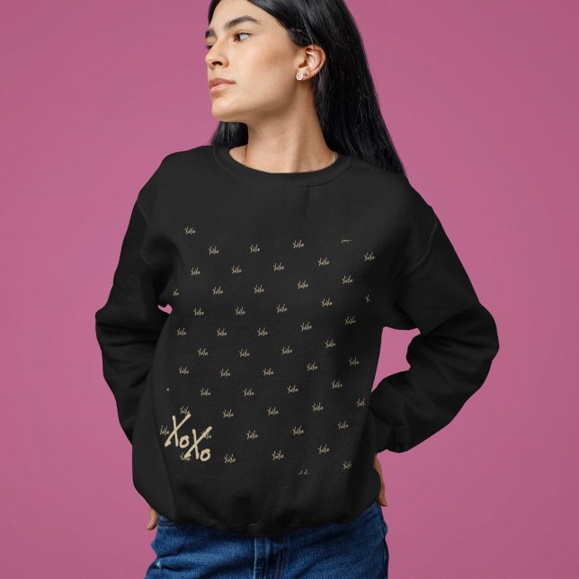XOXO Black Guld Typography Cute T Shirt (Skapare uppladdad)