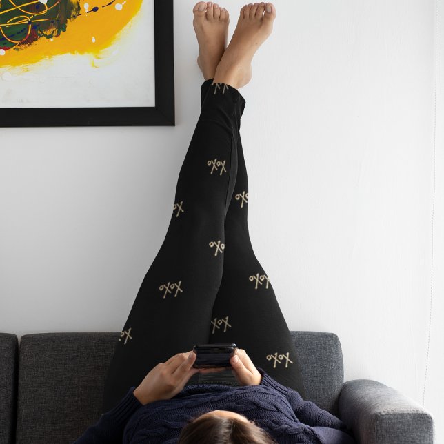 XOXO Black Shock rosa-typografi Guld Cute Leggings (Skapare uppladdad)