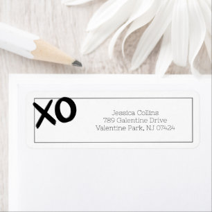 XOXO Black White Galentine Day Returadress Etikett