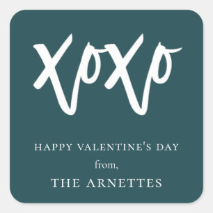 XOXO Brushed Script Valentine Day Fyrkantigt Klistermärke