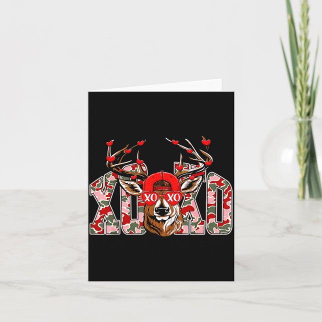 Xoxo Camo Buck Deer Hunting Valentine's Day Boys K Kort (Framsida)