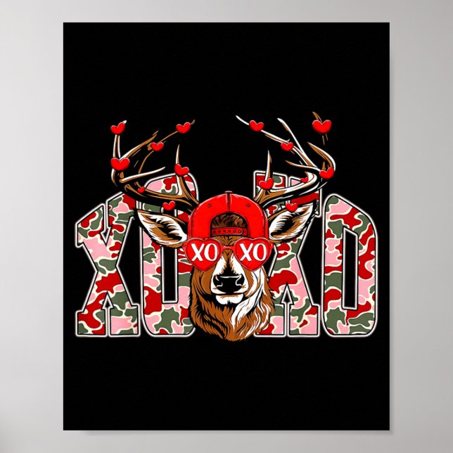 Xoxo Camo Buck Deer Hunting Valentine's Day Boys K Poster (Framsidan)