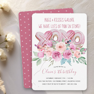 XOXO Cookies and Flowers Girls Birthday-inbjudan Inbjudningar