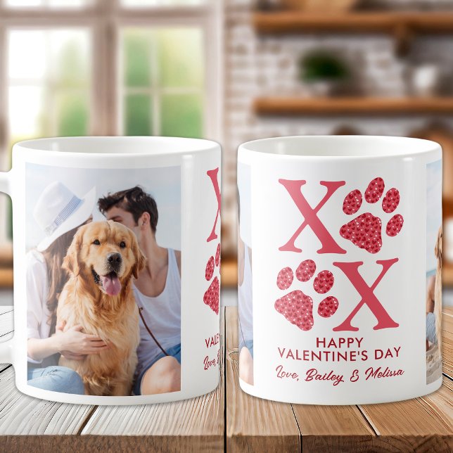 XOXO Cute Pet Hund 2 Photo Valentines day Kaffemugg (Skapare uppladdad)