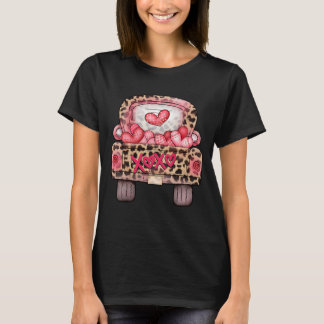 XOXO Cute Rosa Heart Leopard Lastbil Lycklig Valen T Shirt