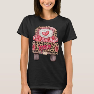 XOXO Cute Rosa Heart Leopard Lastbil Lycklig Valen T Shirt