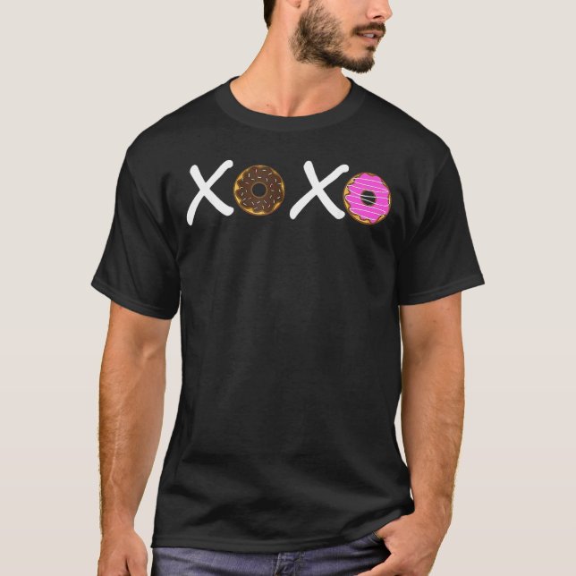 Xoxo Donuts Heather Raspberry Alla hjärtans dag T Shirt (Framsida)