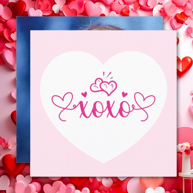 XOXO Elegant Script Rosa Hjärtan Alla Hjärtans Dag Julkort (Skapare uppladdad)