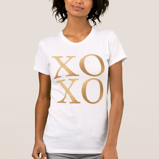XOXO/Falskt Guld/Modern Brush Script T-shirt (Framsida)