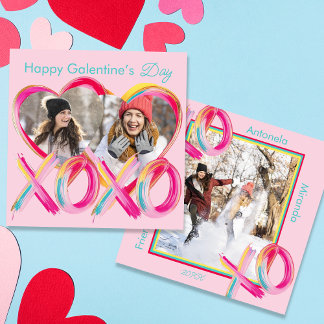 XOXO Färgglad Galentine's Day Anpassad Foto Julkort