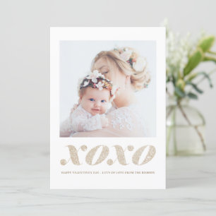 XOXO Faux Champagne Guld Glitter Alla hjärtans dag Julkort