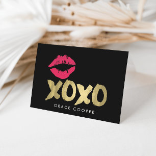 XOXO Faux Guld & Rosa Läppar Blank Hälsning Kort