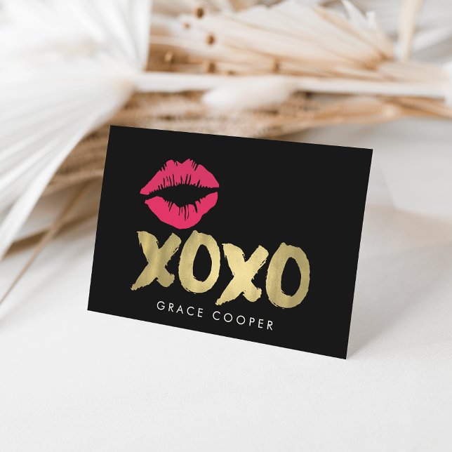 XOXO Faux Guld & Rosa Läppar Blank Hälsning Kort (Skapare uppladdad)